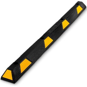 Pyle Curb Parking Garage Floor Stopper - 72 Inch Extra Wide Heavy Duty Rubber Parking Lot Stopper, for Vehicles Truck Driveway, Protect Pumpers From Cars Vans Trucks - Pyle PCRSTP14,Black.