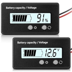 DC 12V 24V 36V 48V 60V 72V 84V Golf Cart Battery Meter with Alarm, Front Setting and Switch Key, Battery Capacity Voltage Indicator Battery Gauge Acid and Lithium ion Battery Indicator (Green)