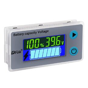 DROK 48v Battery Meter, 10-100v Marine RV Battery Capacity Volt Monitor 12v 24v, Lithium Battery Voltage Fahrenheit Temp Indicator Gauge
