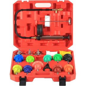 18PCS Radiator Pump Pressure Tester Kit, Pressure Leak Tester Tool Kit for Automotive Cooling System Water Tank Leakage Detection