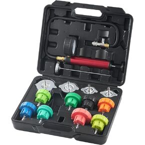 VEVOR 28 pcs Universal Radiator Pressure Tester Kit, Coolant Pressure Tester Kit with Manual Pump and Color-Coded Test Caps, Coolant Vacuum Refill kit for Cars Motorcycles Trucks Cooling System