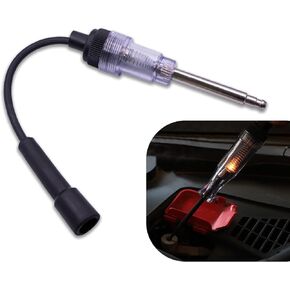 Fluher 1 PC Car Inline Spark Plug Ignition Tester, Ignition System Test with High Brightness Bulb, Spark Plug Coil Armature Diagnostic Detector Tool, Universal Car Internal External Engine (Black)