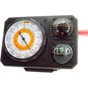 Sun Company Navigat'r 6 - Six-Function Dashboard Instrument for Car and Truck | Altimeter, Barometer, Ball Compass, Thermometer, LED Light, Signal Mirror