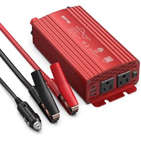 BESTEK 500W Pure Sine Wave Power Inverter DC 12V to AC(2 Outlets) 110V Car Charger Plug Inverter Adapter Converter with 4.2A Dual USB Charging Ports, ETL Listed