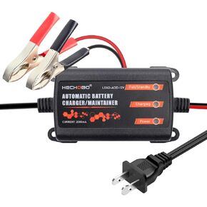 Battery Charger, 12v Trickle Charger for Motorcycle, car, Boat Battery, ATVs, Riding, Mowers and More - 2A Battery Maintainer and Desulfator with Intelligent Interface