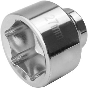 27mm 6-Point Socket, Low Profile Oil Filter Wrench，3/8" Drive Oil Filter Removal Tool For Mercedes-Benz A-Class,Ford,Renault,Nissan,Dodge,Hyundai,Kia,Mini,Fiat, All 27mm Caps(Heavy Duty Silver)