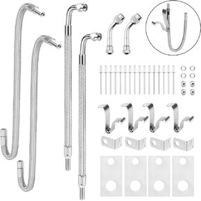 RVZONE Dually Valve Stem Extenders Kit, Stainless Steel Braided Valve Stem Extension fits 16" to 19-1/2" Dual Wheels Tire Valve Extension for Most Cars Motorhome RVs Trailers Trucks