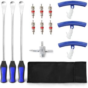 Tire Spoons for Dirt Bike Motorcycle Lawn Mower, 14.5" Tire Removal Tools Kit, Tire Changing Tools Include 3 Piece Tire Spoons, 3 Piece Rim Protector, Valve Tool, 6 Piece Valve Cores in Kuwait
