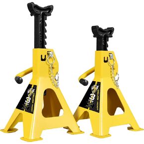 YELLOW JACKET Jack Stands 6 Ton with Double Locking for Lifting Car SUVS, Heavy Duty Steel, 13000 lb Capacity, 1 Pair, Black