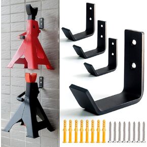 Jack Stands Wall Mount Organizer, Heavy Duty Stainless Steel Holder Hook Fits 2 & 3 & 4 Ton Jack Stands - 4 Packs