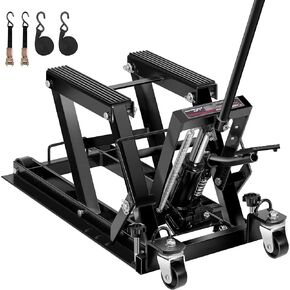 VIVOHOME Hydraulic Motorcycle Lift Jack 1500 LBS Capacity Steel ATV Lifts Stand Hoist with Wheels and Handle for Motorcycles, ATVs, Dirt Bikes Black