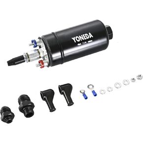 YONEDA High Pressure Fuel Pump Heavy Duty External 12V 300LPH 145PSI High Flow Fit for AN10 Inlet / AN6 Outlet ls swap fuel pump kit
