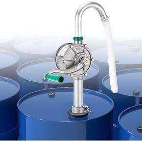 Poafamx 5-55 gallon Aluminum Drum Pump, 8 GPM Rotary Hand Oil Transfer Pump, 50 inch for Fuel Barrel, Non-Corrosive, diesel, lubricating oil, kerosene, light heavy oil, 25mm/0.98’’ Outlet