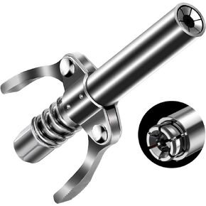 2 Pack Grease Gun Coupler: 6 Jaws Securely Lock onto Zerk Fittings, Leak-Proof Design, Handles 10000 PSI Quick Release Grease, Compatible with All 1/8" NPT Grease Gun Couplers.