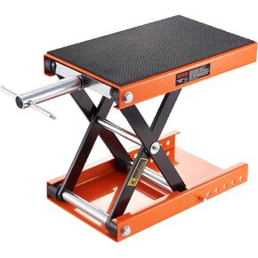VEVOR Motorcycle Lift, 1100 LBS Motorcycle Lift ATV Scissor Lift Jack with Dolly & Hand Crank, Center Hoist Crank Stand with Wide Deck & Tool Tray for Street Bikes, Cruiser Bikes, Touring Motorcycles
