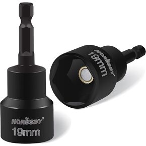 HORUSDY 2-Pieces RV Leveling Scissor Jack Socket Drill Adapter, 1/4 Inch Hex Shank, Fits 3/4 Inch or 19mm Hex Drive Jacks