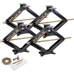 Set 4 Libra 24" 6000lbs RV Trailer Camper Stabilizer Leveling Scissor Jacks w/Dual Power Drill sockets & mounting Hardware Set