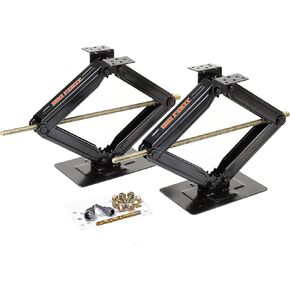 Set of 2 Bigfoot 5000 lb 24" RV Trailer Camper Stabilizer Leveling Scissor Jacks w/Dual Power Drill Sockets & Complete Mounting Hardware -Part#26044