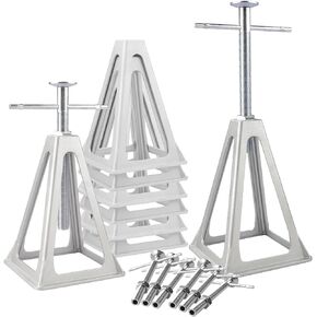 RVGUARD RV Stack Jacks 8 عبوات مع حقيبة تخزين، مقابس تثبيت من الألومنيوم لمقطورة RV، دعم فردي يصل إلى 6000 رطل، قابل للتعديل من 11 بوصة إلى 17 بوصة