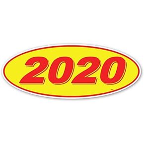 CADS Oval Model Year Window Stickers (Red Numbers on Yellow) (12 Per Pack) (2020)