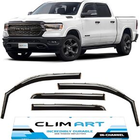 CLIM ART in-Channel Incredibly Durable Rain Guards for Pilot 2016-2022, Original Window Deflectors,Vent Deflector,Vent Window Visors,Dark Smoke Car Accessories,4pcs - 616276