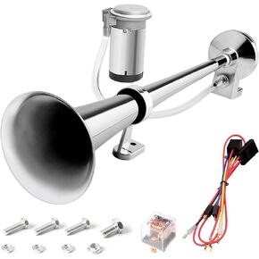 12V Air Horn Kit, Super Loud Train Horn for Truck, Air Horn Dual Truck Horn with Compressor for 12V Vehicles Trucks Pickup Trains Cars Boats (Dual black)