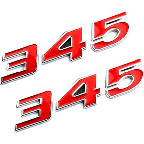 Pair 345 Emblem Side Rear Fender Badge Body Sticker Decal Logo Nameplate 3D Raised Strong Adhesive Replacement for 345 (Redline)