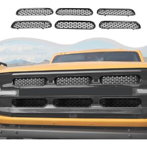 Front Grille Inserts Mesh Trim Black Cover Front Grille Insert Cover Grille Inserts Gravel Block Prevent Mesh Compatible with Ford Bronco 2021-2024