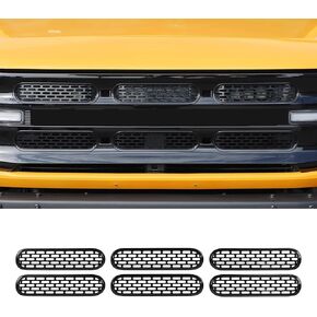 حشوات شبكية أمامية غطاء زخرفة إطار الشواية ملحقات خارجية متوافقة مع Ford Bronco 2 Door 4 Door 2021 2022 2023، أسود