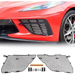 URLWALL Upgraded Front Radiator Guards Grille for Corvette C8 2020-2022, OEM Style Grille Vents Insert Mesh Set, Auto Body Bumper Front Outer Grill Replacement, Instruction Manual Included