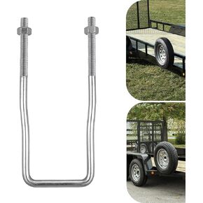 U-Bolt Trailer Spare Tire Bracket, Spare Tire Carrier Galvanized Threaded Spare Tire Mount Bracket Side Mount 4 or 5 Lugs fit for Fishing Boat, Ski Boat or Sailboat Trailer