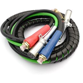 Air Line for Tractor Trailer 12 FT Semi Truck,Air Hose 3 in 1 ABS & Power 7 Way Air Line Hose Kit Wrap Electrical Cable with Glad Hands