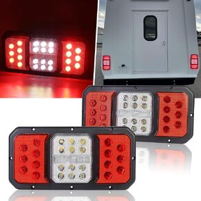 HOYUZA LED Triple Tail Lights, Waterproof Trailer Tail Lights with Stop Turn Signals Tail Backup Reverse Lights Vertical Horizontal Surface Mount LED RV Camper Tail Lights 2PCS