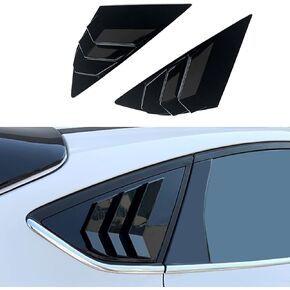 Rear Side Window Louvers Racing Style Triangular Window Glass Blinds for Ford Focus ST RS MK3 Hatchback 2012 2013 2014 2015 2016 2017 2018, Glossy Black