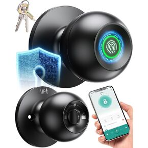 BesBuy Smart Keyless Entry Door Lock, Fingerprint Door Lock with App Control, Smart Lock for Bedroom Door, Type-C Port Emergency Charging, Biometric Lock Great for Room, Office, Apartment