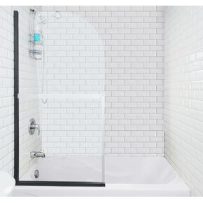Stick-On Bathtub Door - Shower Door Screen as Shower Curtain Alternative – Easy Installation, Scratch-Resistant, Removeable, Leak-Proof, Acrylic BPA-Free & Non-Toxic – 58" H x 30" W