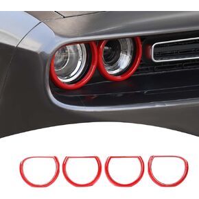 for Challenger Headlight Bezel Cover Trim Ring Red for Dodge Challenger 2015-2023 Red Exterior Accessories 4pcs