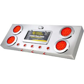 GG Grand General 91300 Stainless Steel Rear Center Light Panel with 4 and 1 inches Red LED with License Plate