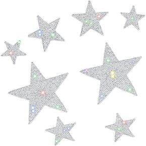 8 Pieces Crystal Car Stickers Bling Rhinestone Star Decals Self-Adhesive Car Stickers Auto Emblem Decals Stickers Decoration for Cars Bumper Window Laptops Luggage