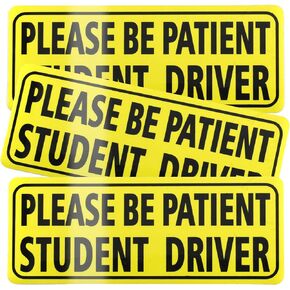 JUSTTOP New Driver Magnet for Car, Please Be Patient Student Driver Magnet, New Driver Magnet Safety Warning, Magnetic Reflective Rookie Driver Bumper Sticker (Black&Red)