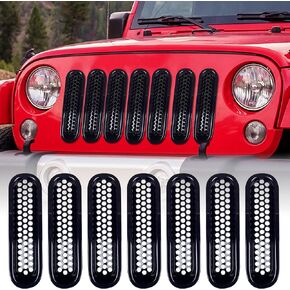 AggAuto Grill Mesh Insert Compatible With Jeep Wrangler JL & Jeep Gladiator 2019-2024, Aluminum Alloy Metal Front Grille Inserts Grid Honeycomb Hole Black in Kuwait