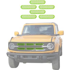 متوافق مع Ford Bronco 2021-2023، 6 قطع من الشبك الأمامي وغطاء شبكي وملحقات الكسوة الخارجية (أبيض)