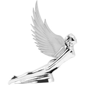 GG Grand General 48107 Blue 8 X 8 inches Chrome Flying Goddess Hood Ornament with Windriders