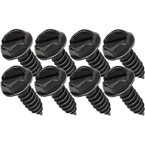 Aujen License Plate Screws, Rustproof Stainless Steel License Plate Screw Kit, 3/4" x 1/4" License Plate Bolts with High Compatibility, Universal Black License Plate Screws for Most Vehicles (8 Pcs)