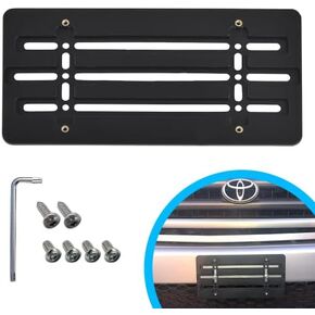 Front Bumper License Plate Bracket for Toyota 2000-2023, Plate Holder Set w 6 Unique Screw Bolts & Wrench Kit, License Tag Mounting Kit, Quality Plate Holders, Premium Car & Truck Accessories