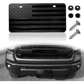 American Flag License Plate, Aluminum 3D Metal Embossed License Plate, Vanity Novelty Lisense Plates Designs for Front of Car Tag- Patriotic Embossed License Plate Gift (6 x 12 inch) Black