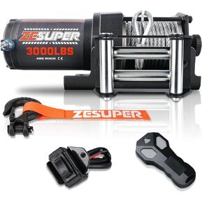 ZESUPER 2500 lb 12V DC Electric Winch Steel Cable Off Road Waterproof UTV ATV Boat Modified Vehicles Winch Kits Handheld Remote