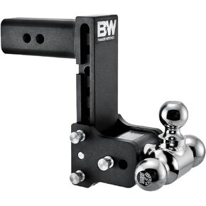 B&W Trailer Hitches Tow & Stow Adjustable Trailer Hitch Ball Mount - Fits 2.5" Receiver, Tri-Ball (1-7/8" x 2" x 2-5/16"), 7" Drop, 14,500 GTW - TS20049B