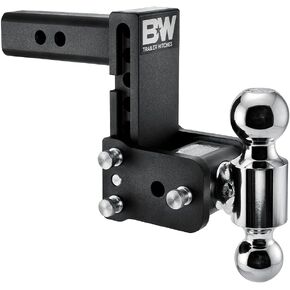 B&W Trailer Hitches Tow & Stow Adjustable Trailer Hitch Ball Mount - Fits 2" Receiver, Dual Ball (2" x 2-5/16"), 5" Drop, 10,000 GTW - TS10037B