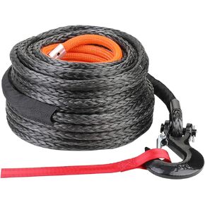 Hromee Synthetic Winch Rope Cable Kit 1/2" x 92 ft 31500LBS Winch Line with Hook and Protective Sleeve for ATV UTV Truck Off Road Vehicles